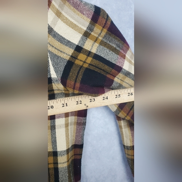 Prana‎ Flannel Shirt Adults Large Plaid Black Yellow Front Pockets Button Mens L - Picture 7 of 7